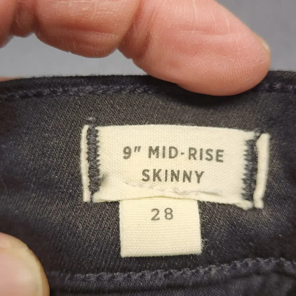 Madewell Jeans Womens 28 Mid Rise Skinny Black Cotton Blend